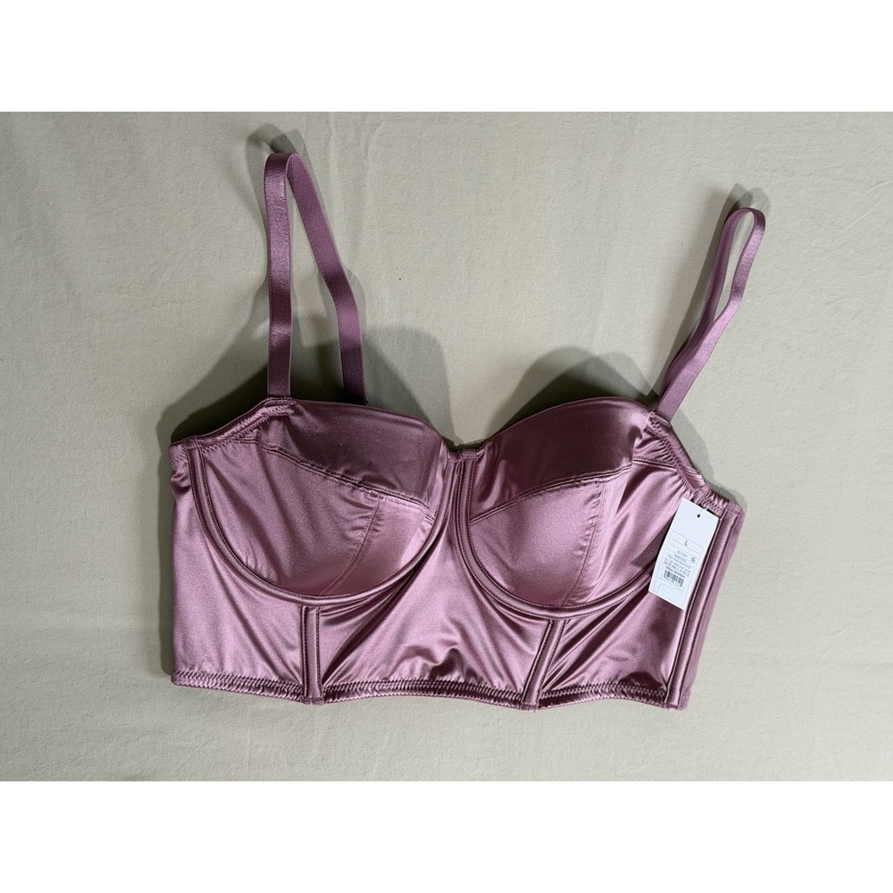 Auden Womens Satin Bustier Corset L Mauve Rose Pink New NWT Coquette Softgirl
